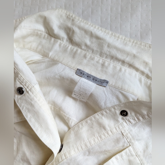 Sarah Pacini Vintage 100% Linen Button down shirt, Made in Italy  white, size M - Picture 7 of 13